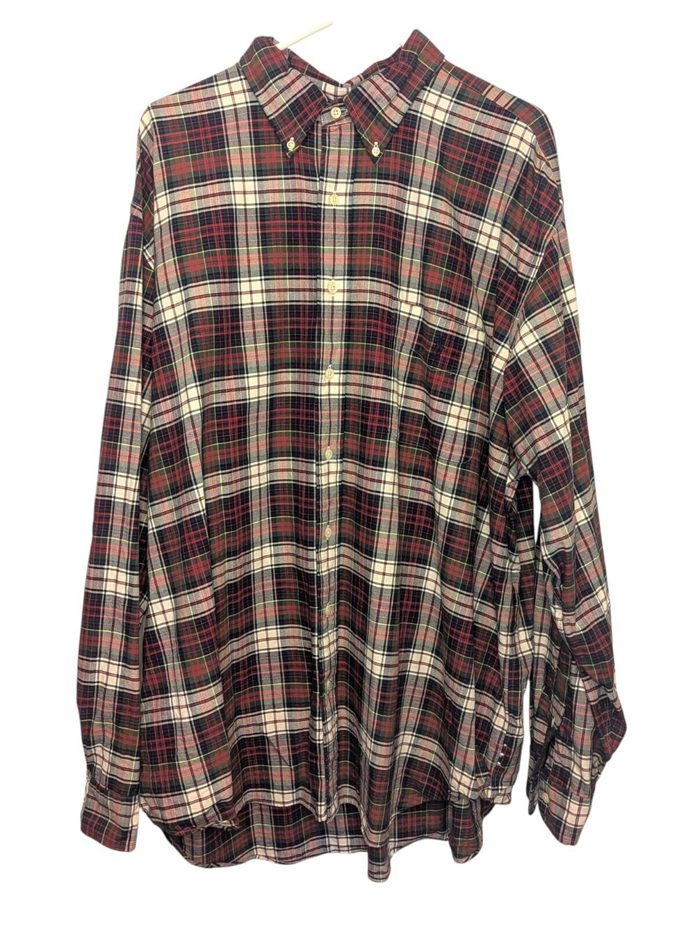 Ralph Lauren Men's 2XB Big Plaid Button Down Shirt Cotton Long Sleeve Pony